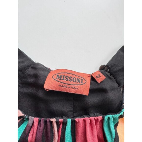 MISSONI Multicolor Graphic Print Silk Pailette Halter Sheath Dress, Size 42/M - Picture 9 of 12